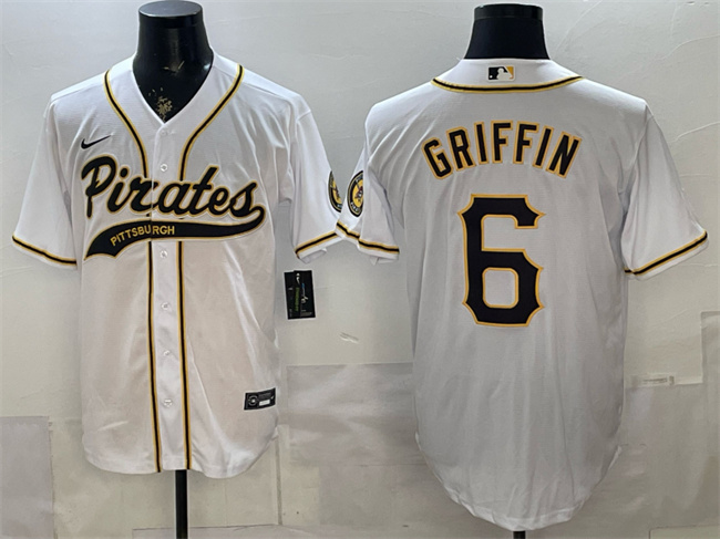 Men's Pittsburgh Pirates #6 Konnor Griffin White Cool Base Stitched Baseball Jersey